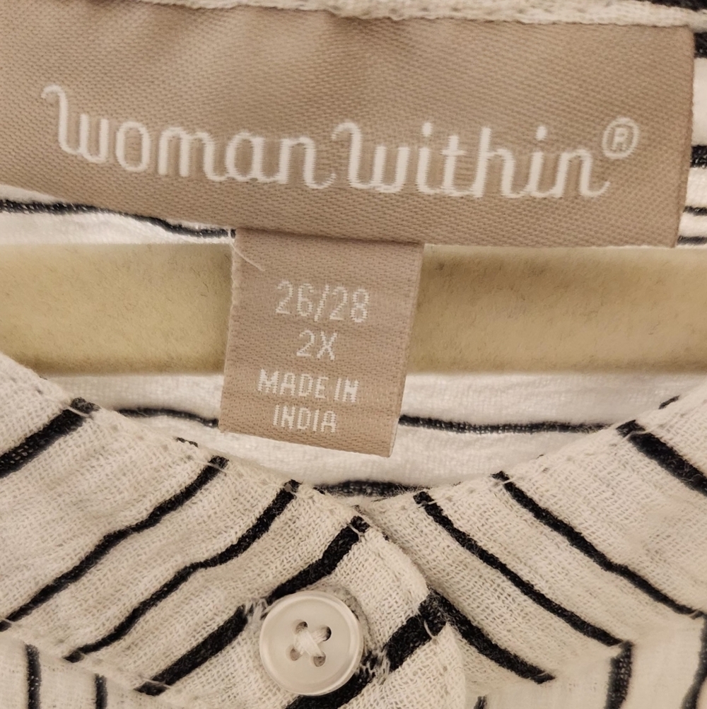 WOMAN WITHIN 2X Sleeveless Striped Top - Black and White - Picture 3 of 8